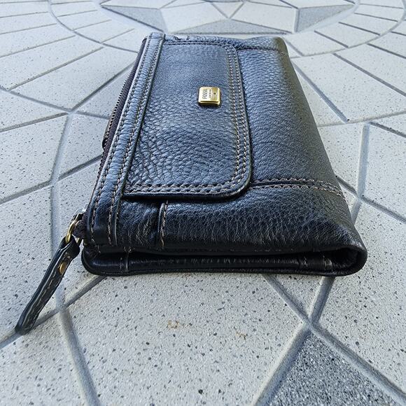 Fossil Emma Pebbled Leather Bi-Fold Wallet Clutch - Picture 2 of 12